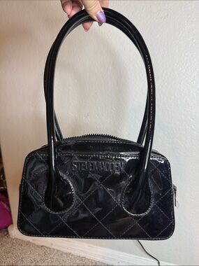 Steve Madden Black Patent Quilted Shoulder Bag